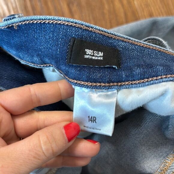 Express 90’s slim super high rise light wash jeans size 14 - Picture 6 of 15